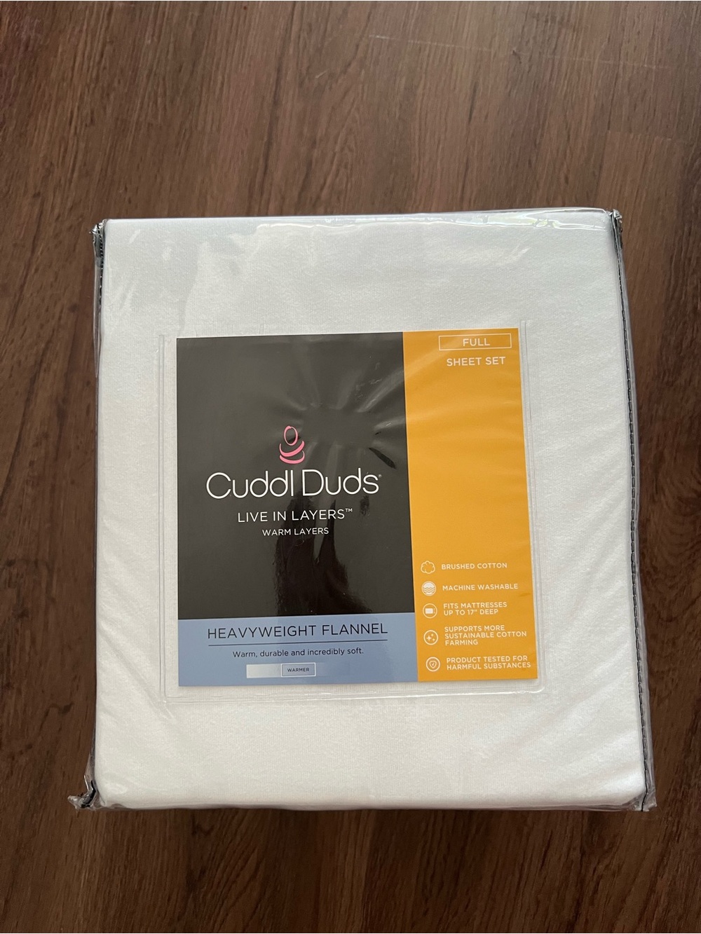 Cuddl Duds Heavyweight Flannel Sheet Set - Full Size White New